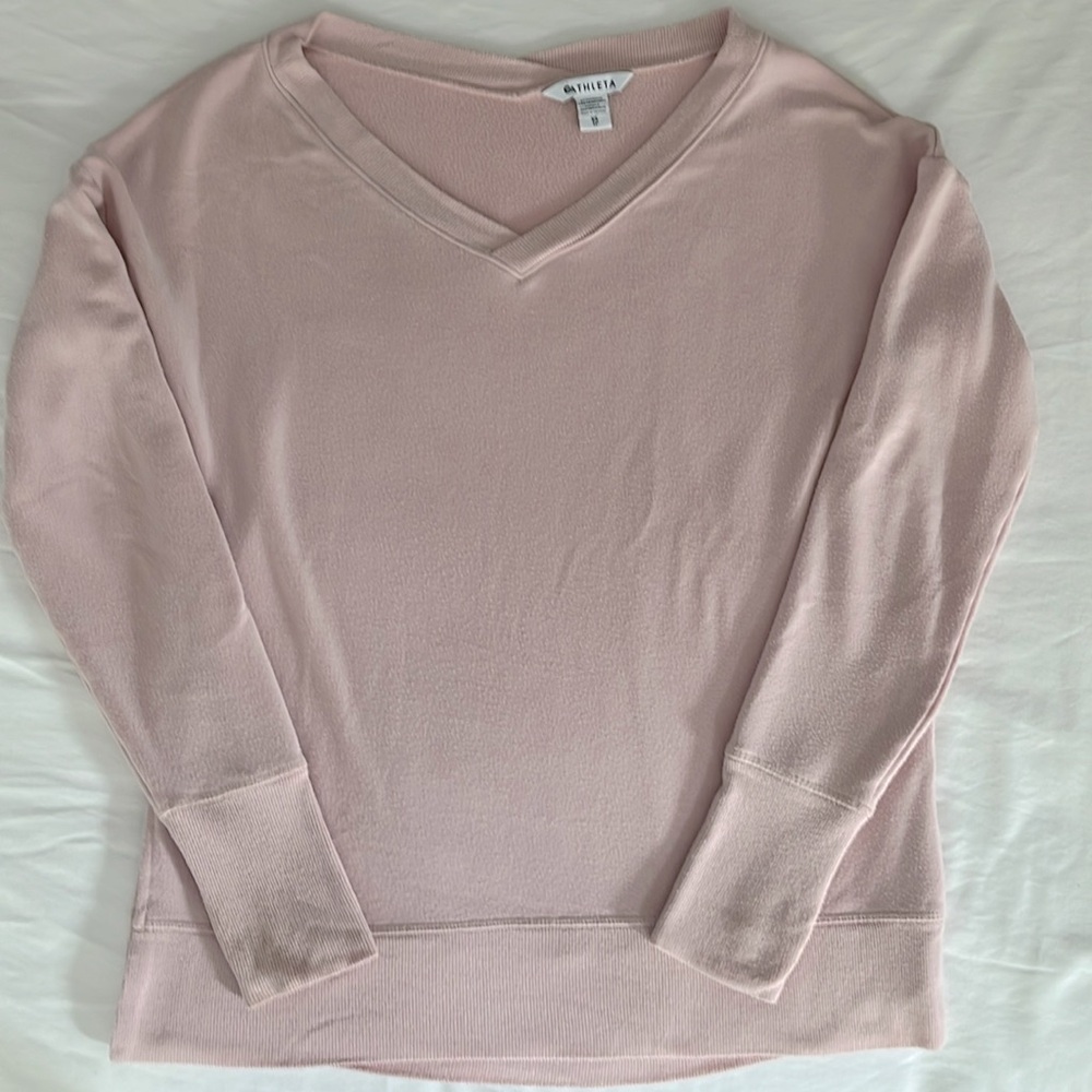 Athleta Light Pink V-Neck light sweatshirt